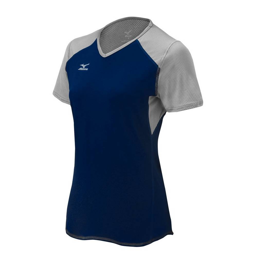 Jersey Mizuno Voleibol Techno VI Short Sleeve Para Mujer Azul Marino/Plateados 7195462-HS